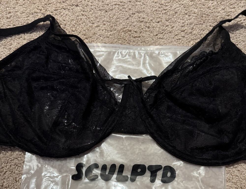 SCULPTD Bra: Full Coverage Lace Minimizer Bra Elevated Support Black 44F/44DDD